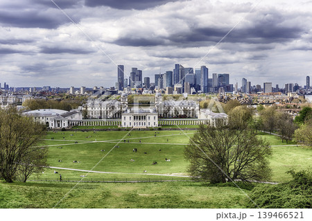 Panoramic view from the Royal Observatory in Greenwich, London, UK Panoramic view from the Royal Observatory in Greenwich, London, UK 139466521