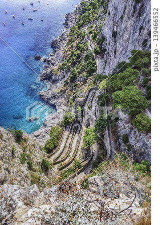 View over Via Krupp, cliffside road in Capri island, Italy View over Via Krupp, cliffside road in Capri island, Italy 139466552