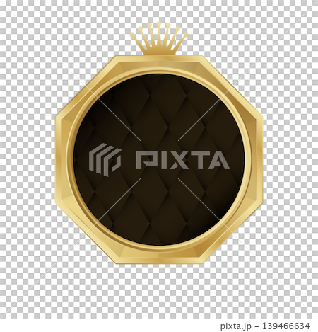 Luxurious gold badge/medal with crown, high-quality certification seal, and award emblem. Luxurious gold badge/medal with crown, high-quality certification seal, and award emblem. 139466634