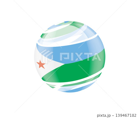 Illustration of globe wrapped in Djibouti flag patterns with subtle shadowing 139467182
