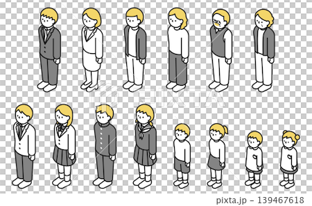 Isometric illustration: A set of men and women of various ages Isometric illustration: A set of men and women of various ages 139467618