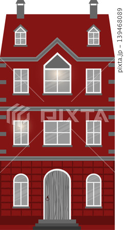 Illustration of a classic European-syle red brick buildings, in shade of red and grey. Illustration of a classic European-syle red brick buildings, in shade of red and grey. 139468089