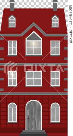 Illustration of a classic European-syle red brick buildings, in shade of red and grey. Illustration of a classic European-syle red brick buildings, in shade of red and grey. 139468089