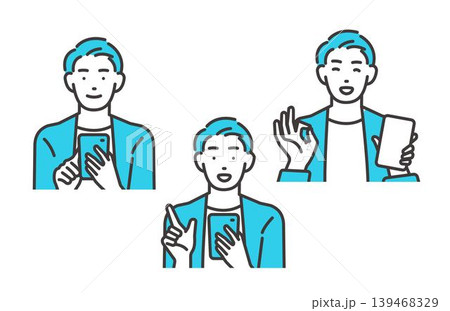 スマホを操作する若い男性のベクターイラスト素材 スマホを操作する若い男性のベクターイラスト素材 139468329