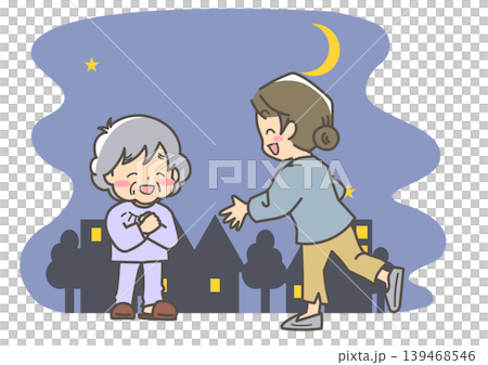 一位女子發現一位獨自在外遊蕩的老婦人，並立即上前安慰她，讓她感到如釋重負，並感受到重逢的喜悅。 139468546