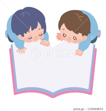 絵本を読む幼児イラストフレーム 絵本を読む幼児イラストフレーム 139468655