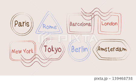 Travel Postmarks Set. Paris Rome London 139468738