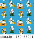 Kawaii Travel Cats with Suitcases and Backpacks Pattern 139468941