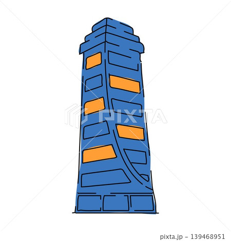 Modern Tall Office Building with Orange Windows Modern Tall Office Building with Orange Windows 139468951