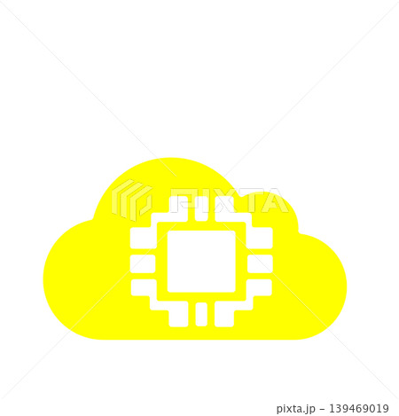 クラウドAIとデータ処理を表現したテクノロジーアイコン(黄色) クラウドAIとデータ処理を表現したテクノロジーアイコン(黄色) 139469019