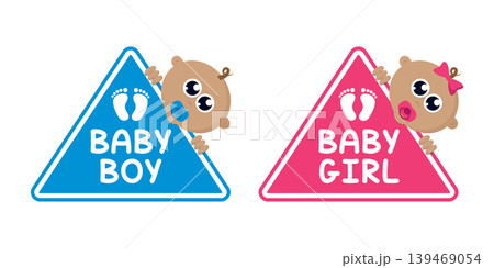 baby sign boy and girl isolated vector illustration 139469054