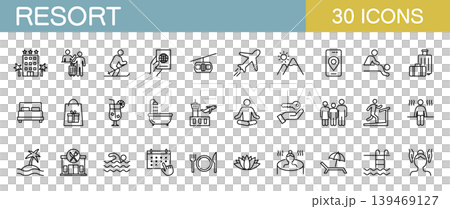 A set of line icons related to resorts and travel. A set of line icons related to resorts and travel. 139469127