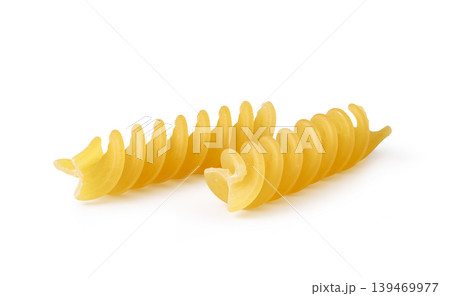 Fusilli pasta corkscrew shape on white background Fusilli pasta corkscrew shape on white background 139469977