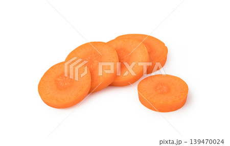 Fresh carrot slices displaying healthy diet concept Fresh carrot slices displaying healthy diet concept 139470024