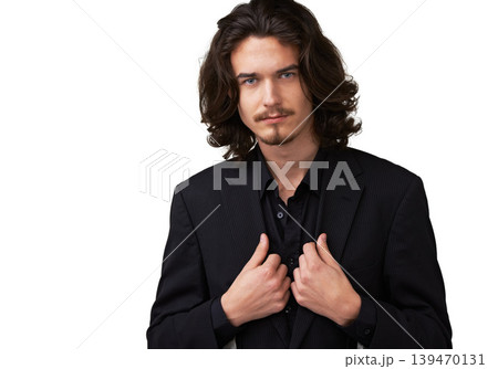 Fashion suit, portrait and man confident in formal outfit, business attire and pride in fancy, elegant or classy apparel. Smart clothes, studio blazer and stylish person isolated on white background Fashion suit, portrait and man confident in formal outfit, business attire and pride in fancy, elegant or classy apparel. Smart clothes, studio blazer and stylish person isolated on white background 139470131