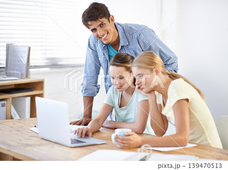 Teamwork, laptop or portrait of manager of designers in meeting for news, tech or planning in office. Collaboration, startup or happy people with research on online blog website for editing project Teamwork, laptop or portrait of manager of designers in meeting for news, tech or planning in office. Collaboration, startup or happy people with research on online blog website for editing project 139470513