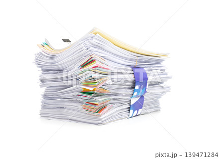 Stack of Documents isolated on white background. 139471284