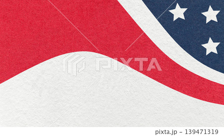 4th of July Independence Day white textured paper background with red blue waves and stars with copy space for banner 139471319