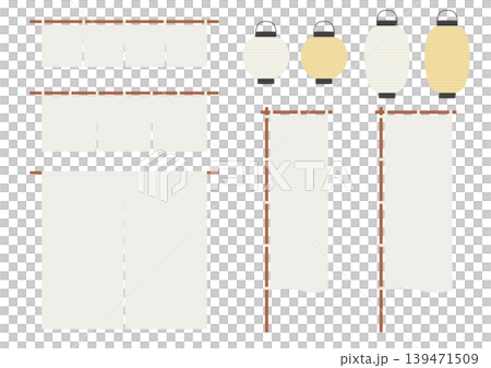 A set of illustrations of white banners, curtains, and lanterns. A set of illustrations of white banners, curtains, and lanterns. 139471509