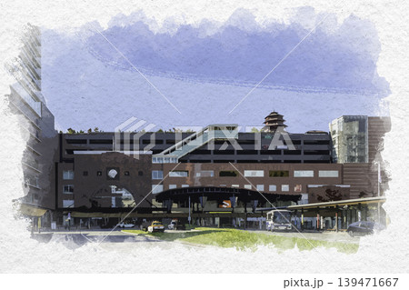 水彩画風 大分 大分駅府内中央口 大分県大分市 水彩画風 大分 大分駅府内中央口 大分県大分市 139471667