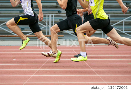 Group athletes running 100-meter 139472001