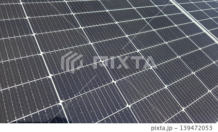 Closeup photovoltaic solar panel cells texture and pattern for energy background and technology detail design 139472053