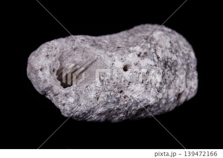 Macro mineral stone Pumice on black background Macro mineral stone Pumice on black background 139472166
