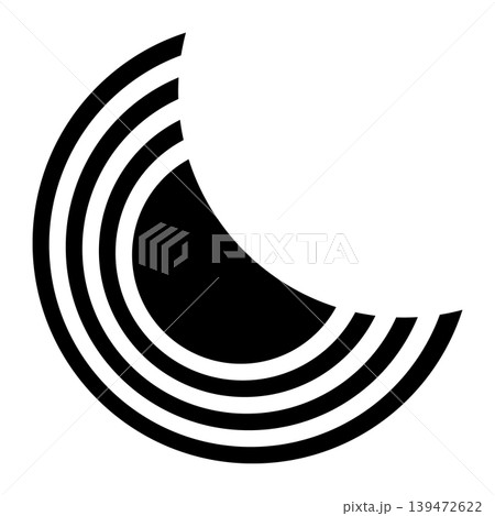 Modern minimalist crescent moon icon in black concentric line style. Vector illustration Modern minimalist crescent moon icon in black concentric line style. Vector illustration 139472622