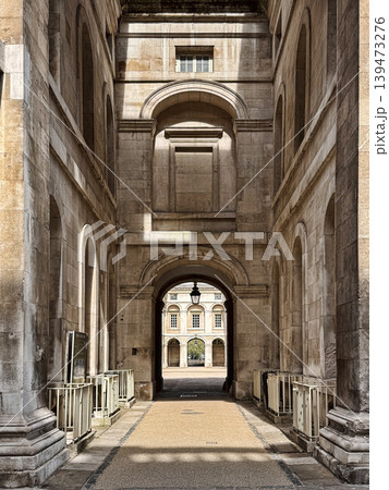 Historic Queen Anne Courtyard With Symmetrical Arched Stone and Brick Facade, London 139473276