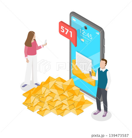 3D Isometric Flat Vector Illustration of Spam, Excessive Emails, Phishing, And Scam Activity. Item 3 3D Isometric Flat Vector Illustration of Spam, Excessive Emails, Phishing, And Scam Activity. Item 3 139473587