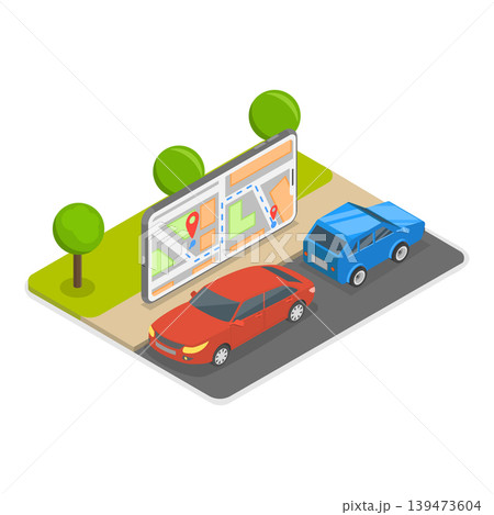 3D Isometric Flat Vector Illustration of Renting a Car Using a Mobile Application, Rideshare Company Services. Item 3 3D Isometric Flat Vector Illustration of Renting a Car Using a Mobile Application, Rideshare Company Services. Item 3 139473604