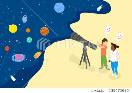 3D Isometric Flat Vector Illustration of Astronomy For Kids, Young Children Explore The Wonders Of Astronomy Through Science Study 3D Isometric Flat Vector Illustration of Astronomy For Kids, Young Children Explore The Wonders Of Astronomy Through Science Study 139473650