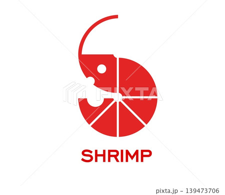 Shrimp seafood icon of prawn for gourmet cuisine restaurant and sushi bar, vector sign. Red shrimp or prawn in geometric creative shape design for seafood kitchen, fish market, and fresh seafood label Shrimp seafood icon of prawn for gourmet cuisine restaurant and sushi bar, vector sign. Red shrimp or prawn in geometric creative shape design for seafood kitchen, fish market, and fresh seafood label 139473706