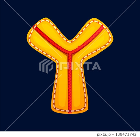 Cartoon patch font motley yellow letter Y, patchwork typeface, ABC English clubber patch alphabet type. Fabric typeset, motley patch typeface. Textile font type with red thread embroidery seam Cartoon patch font motley yellow letter Y, patchwork typeface, ABC English clubber patch alphabet type. Fabric typeset, motley patch typeface. Textile font type with red thread embroidery seam 139473742