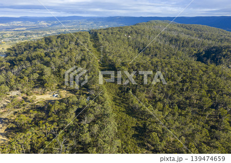 Aerial view of transmission lines in the Kanimbla Valley in the Blue Mountains Aerial view of transmission lines in the Kanimbla Valley in the Blue Mountains 139474659