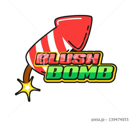 Firework rocket bomb and explosion retro Y2K sticker or tag. Grenade retro funky vector tag, TNT explosive isolated label. Firecracker with burning wick and colorful typography, dynamite Y2K patch Firework rocket bomb and explosion retro Y2K sticker or tag. Grenade retro funky vector tag, TNT explosive isolated label. Firecracker with burning wick and colorful typography, dynamite Y2K patch 139474855