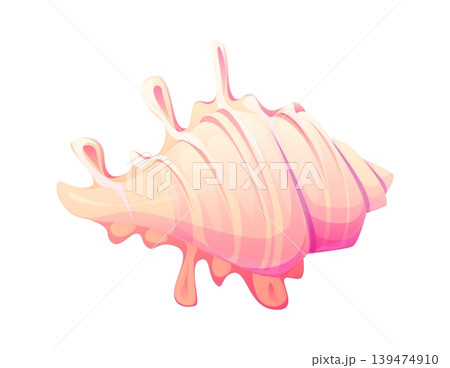 Sea underwater comb murex cartoon seashell or mussel. Coral reef isolated conch, tropical sea fauna cartoon shell. Underwater mollusk seashell Sea underwater comb murex cartoon seashell or mussel. Coral reef isolated conch, tropical sea fauna cartoon shell. Underwater mollusk seashell 139474910