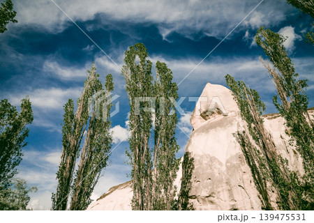 Baglidere White Love Valley in Cappadocia Turkey, landscape of mountains Baglidere White Love Valley in Cappadocia Turkey, landscape of mountains 139475531