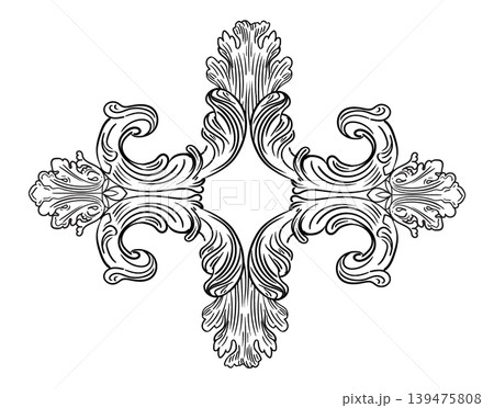 Hand drawing symmetrical baroque design element vector illustration Hand drawing symmetrical baroque design element vector illustration 139475808