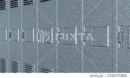 Silver Metal Locker Row Background 3d render. 139475868