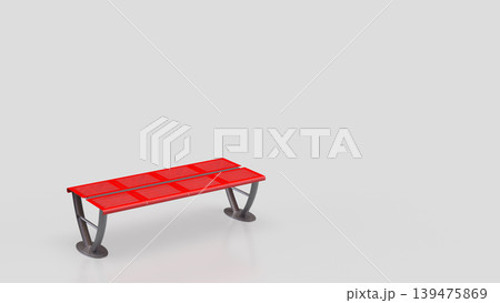 Modern Red Bench With Copy Space 3d render. 139475869
