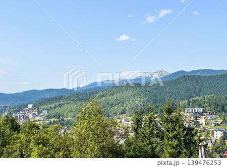 Scenic Summer View of Bukovel Mountain Resort and Green Carpathian Hills 139476253