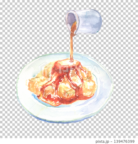 水彩插畫:蕨餅配紅糖漿 水彩插畫:蕨餅配紅糖漿 139476399