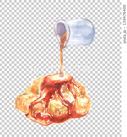 水彩插畫:蕨餅配紅糖漿 水彩插畫:蕨餅配紅糖漿 139476400