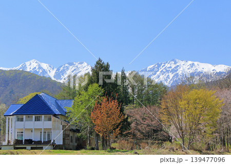白馬の春 山麓から望む白馬三山 白馬の春 山麓から望む白馬三山 139477096