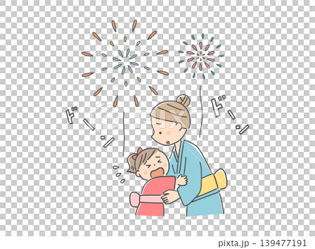 花火の大きな音を怖がる女の子 139477191