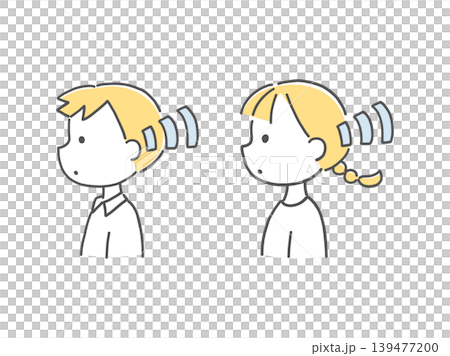 子どもの聴覚イメージイラスト単色 139477200