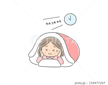 時計の音が気になって眠れない女の子 時計の音が気になって眠れない女の子 139477207
