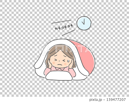時計の音が気になって眠れない女の子 時計の音が気になって眠れない女の子 139477207