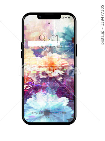 画面が割れた不穏なスマートフォン 139477305